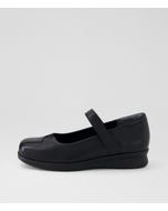 Rhapsody W Black Leather Flat Shoes