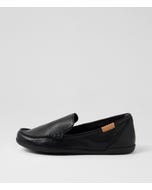 Laire W Black Leather Flat Shoes