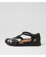 Demna Xf Black Pewter Leather Flat Shoes