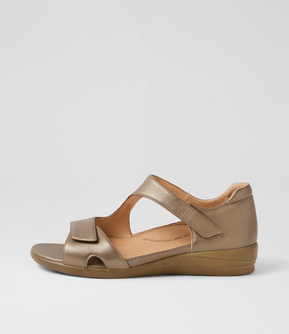 Drops W Greige Leather Sandals