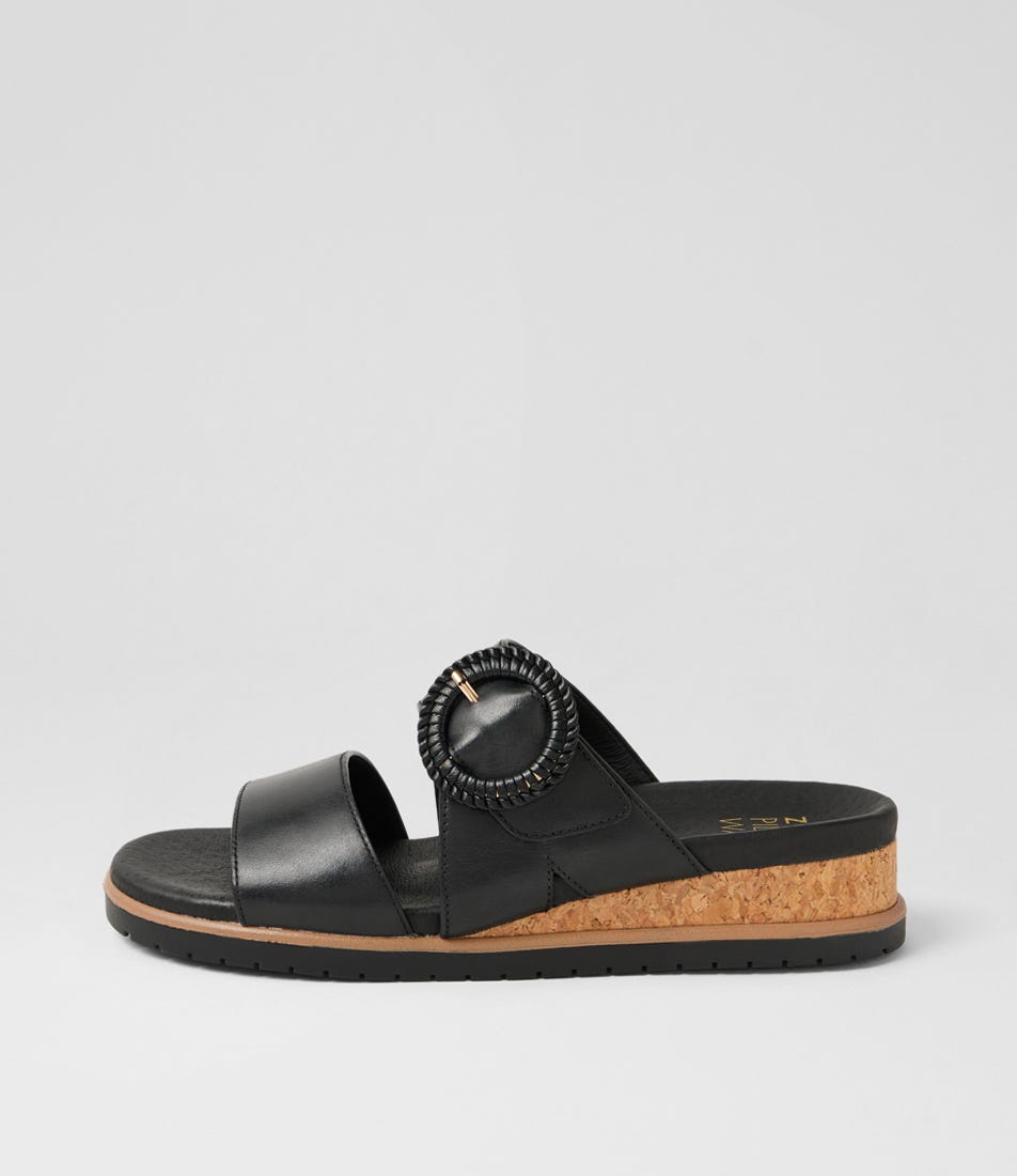 Vatha W Black Leather Sandals