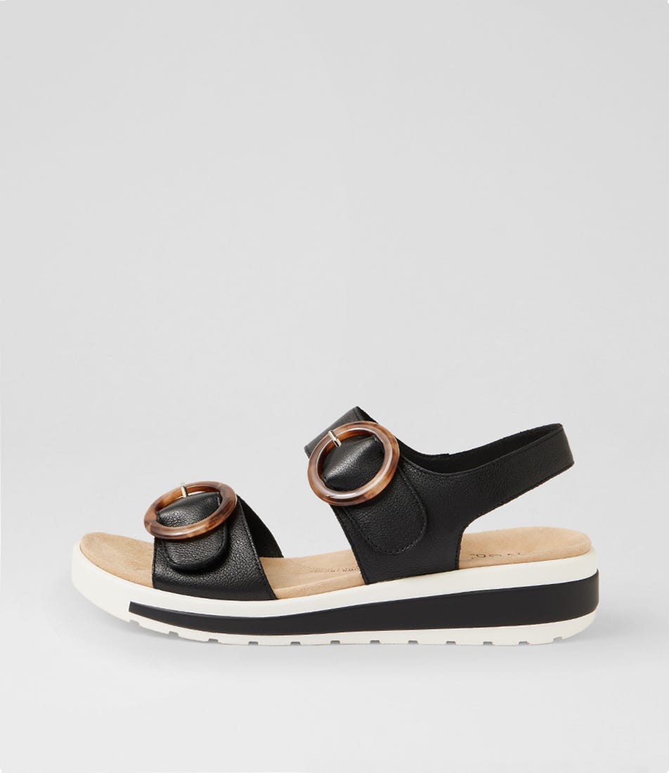 Gathas W Black Leather Sandals