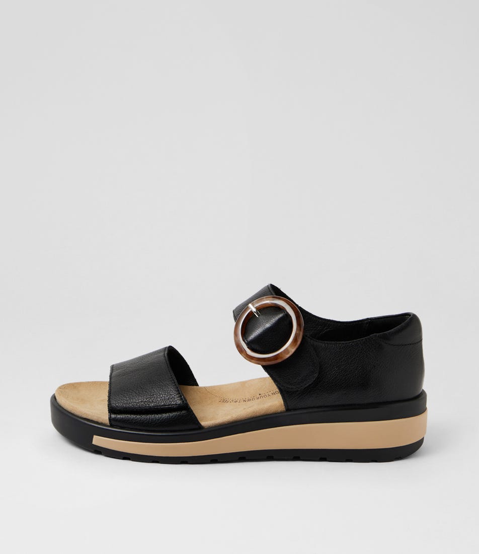 Gerla W Black Leather Sandals