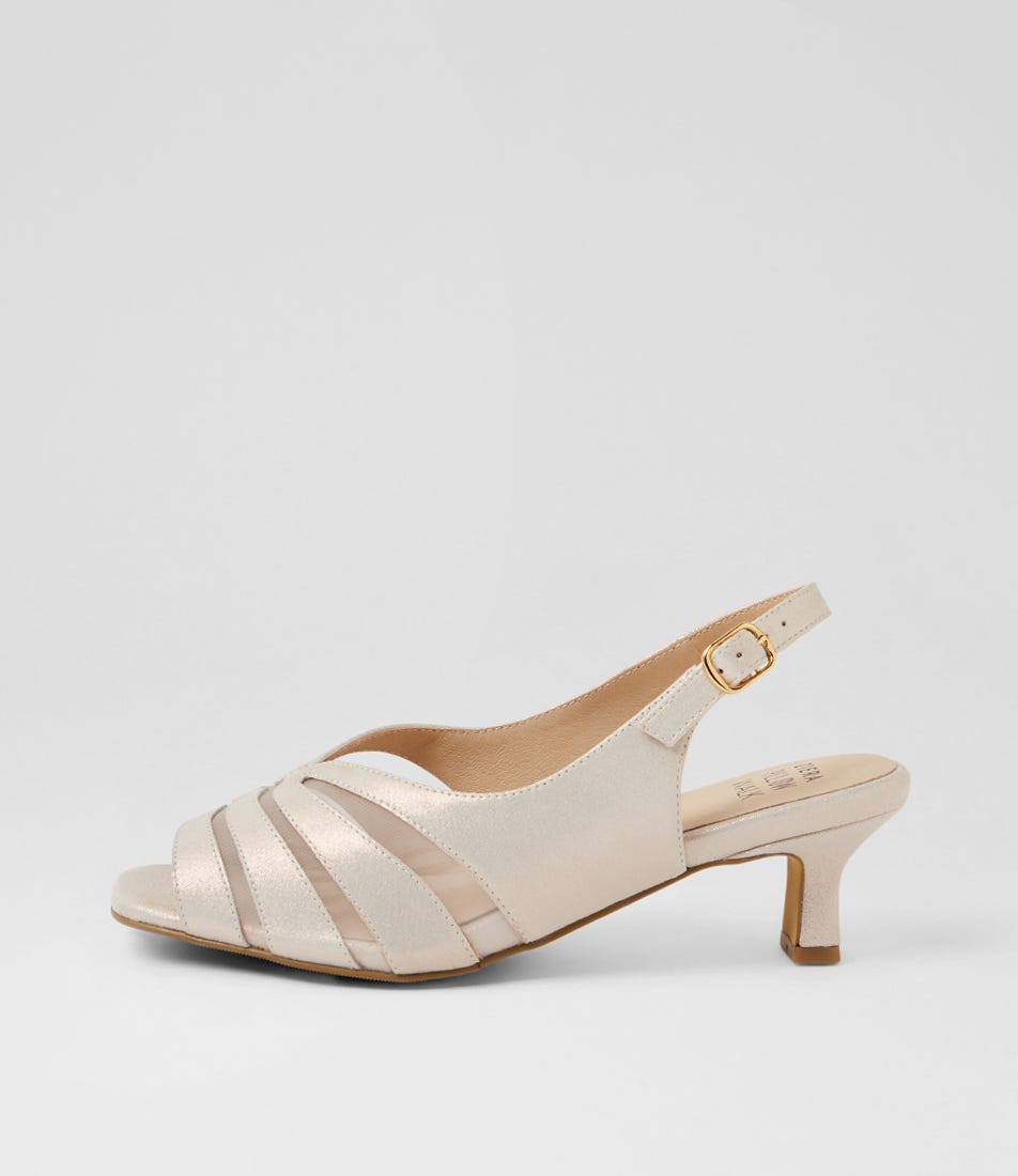 Itta Xw Beige Shimmer Leather Mesh Sandals