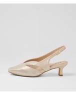 Osgood Xw Champagne Shimmer Leather Mesh Heels