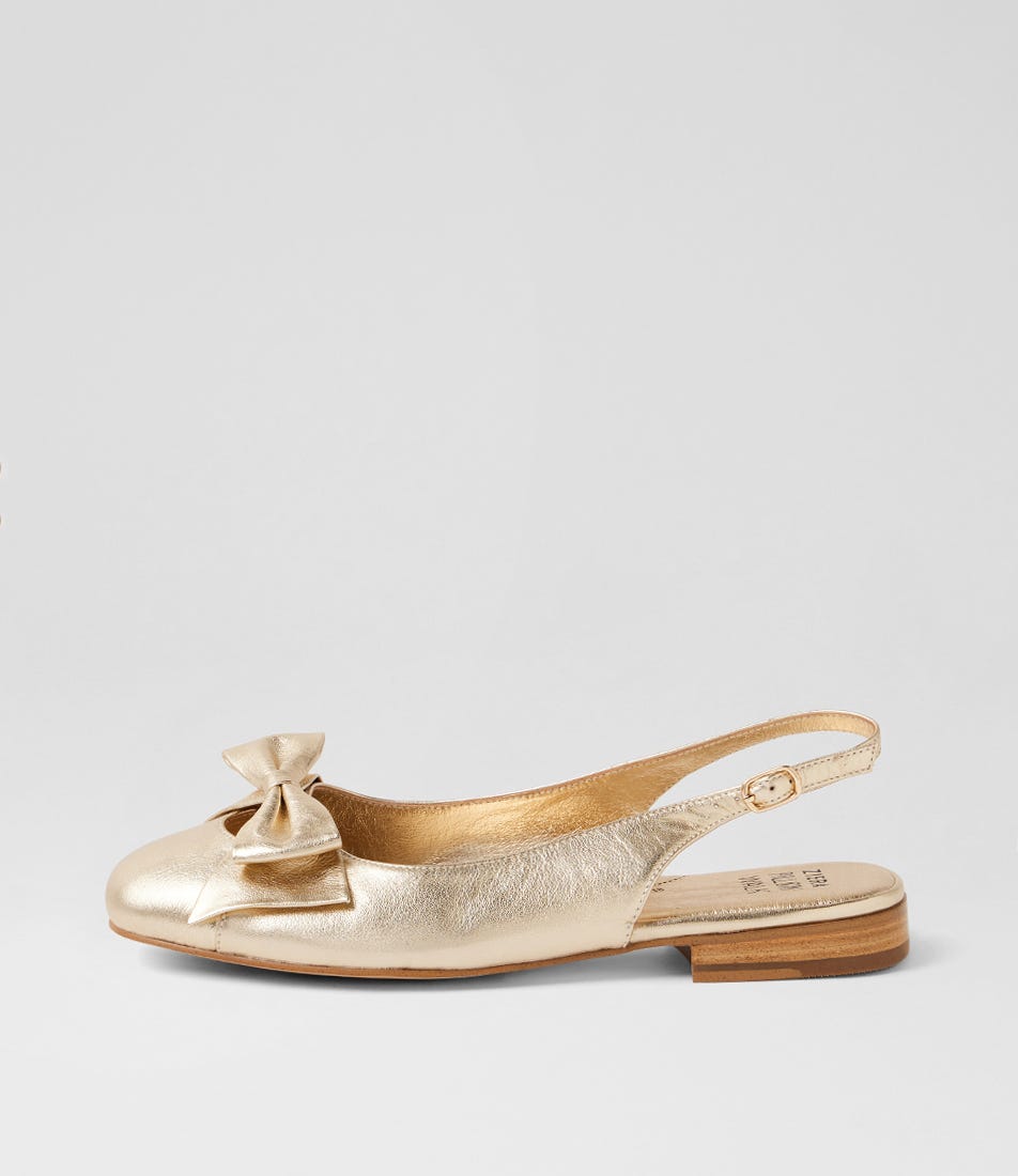 Deloe W Pale Gold Leather Slingbacks