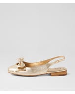Deloe W Pale Gold Leather Slingbacks