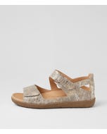 Royde Xw Taupe Gold Croc Leather Sandals