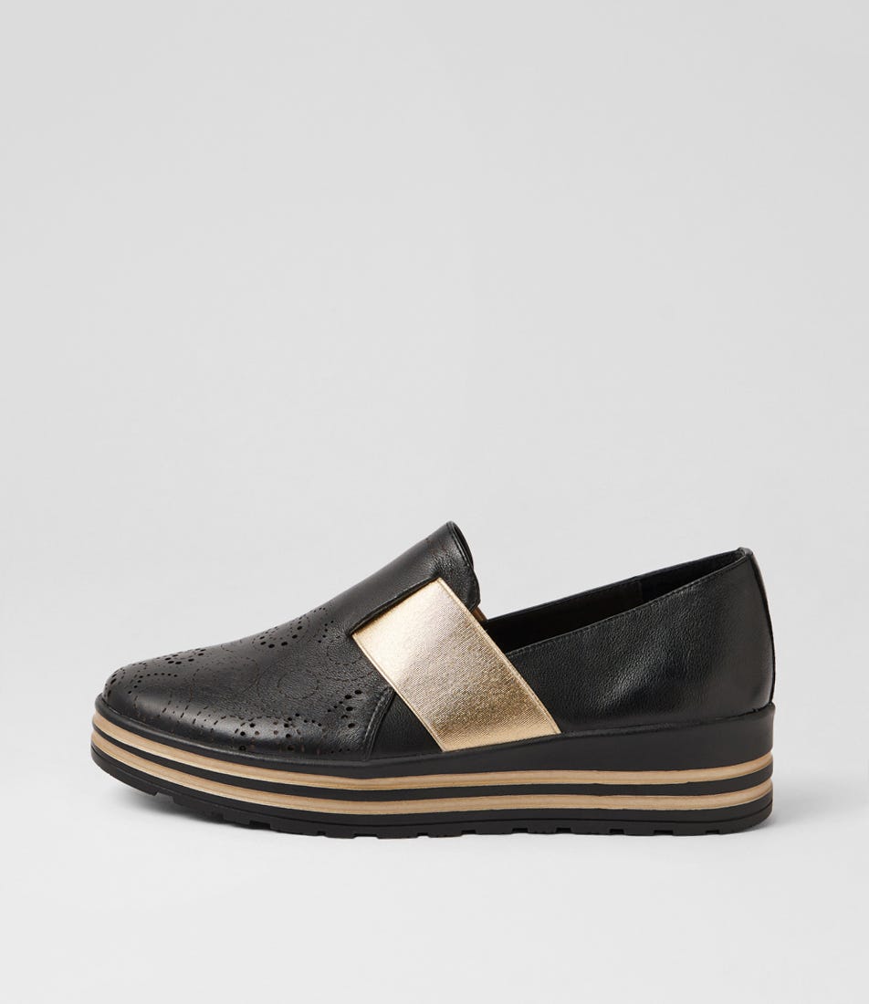 Vibel Xf Black Pale Gold Leather Loafers