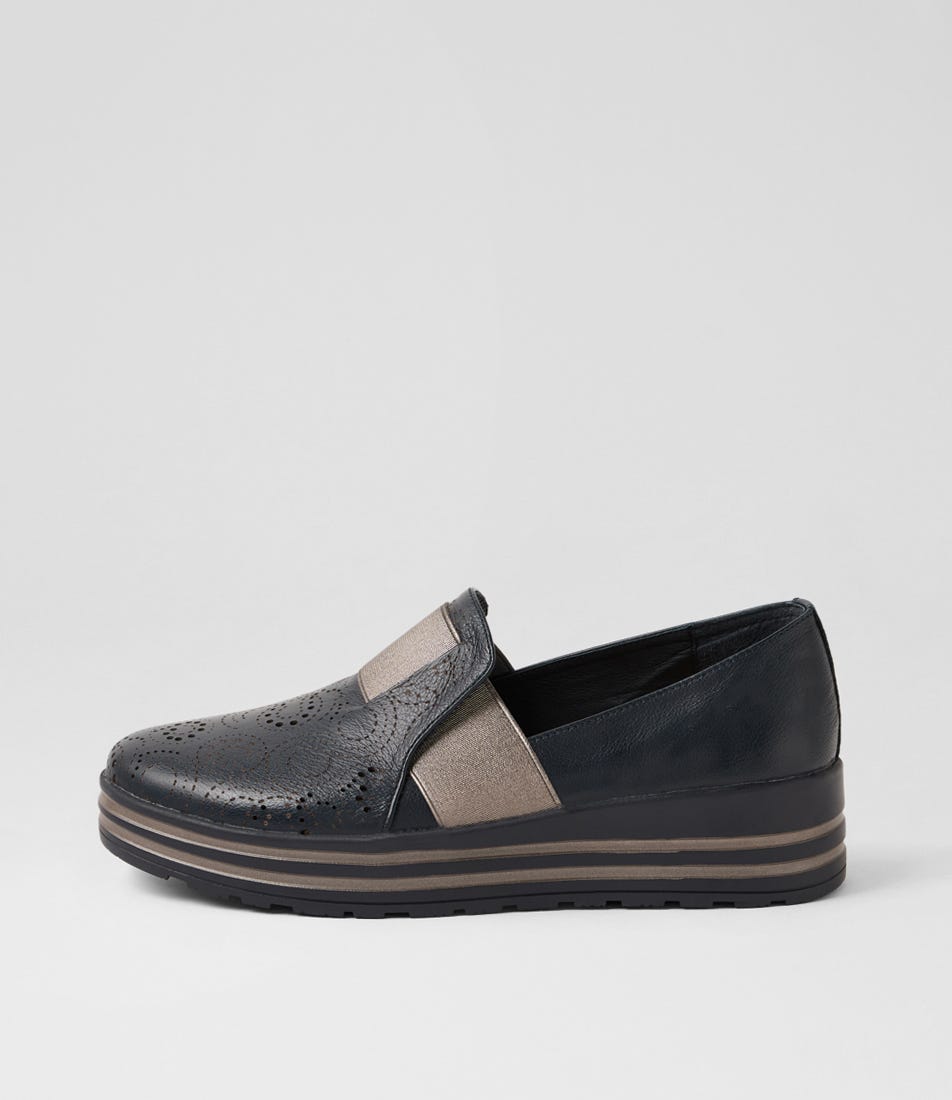Vibel Xf Navy Pewter Leather Loafers