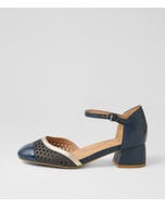 Zazza W Navy Pale Gold Patent Leather Heels