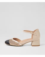 Zazza W Black Almond Pale Gold Patent Leather Heels