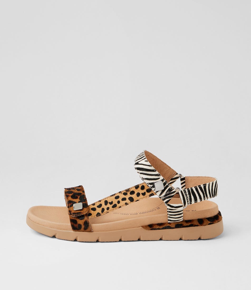 Adiela Xw Tan Leopard Zebra Multi Sandals