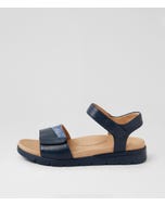 Angiela Xw Navy Denim Lizard Leather Sandals