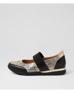 Jebba Xw Black Lizard Pale Gold Leather Mary Janes